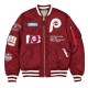 Philadelphia Phillies Bomber Full-Zip Maroon Satin Jacket