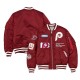 Philadelphia Phillies Bomber Full-Zip Maroon Satin Jacket
