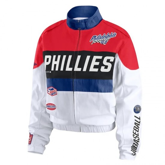 Philadelphia Phillies Racing Red/White Full-Zip Jacket Philadelphia Phillies Racing Red/White Full-Zip Jacket