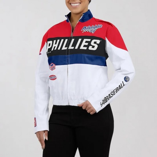 Philadelphia Phillies Racing Red/White Full-Zip Jacket