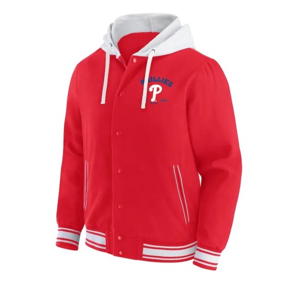 Philadelphia Phillies Red Cotton Hooded Jacket Philadelphia Phillies Red Cotton Hooded Jacket