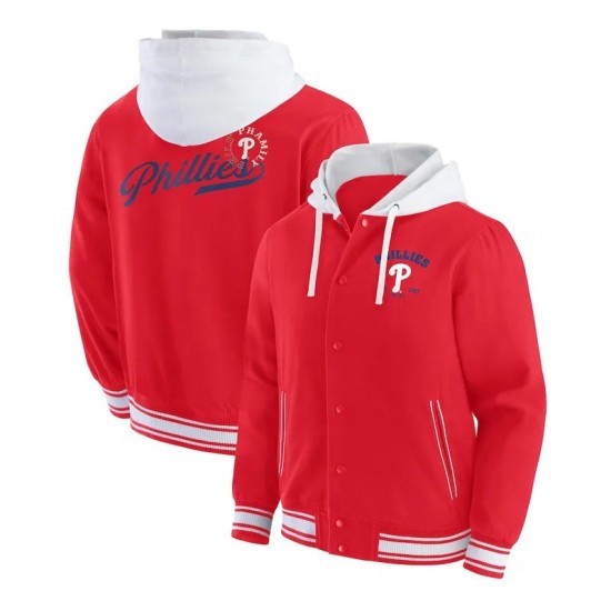 Philadelphia Phillies Red Cotton Hooded Jacket Philadelphia Phillies Red Cotton Hooded Jacket