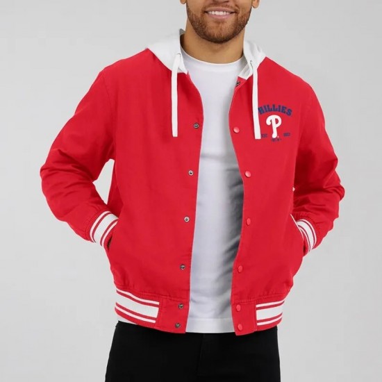 Philadelphia Phillies Red Cotton Hooded Jacket Philadelphia Phillies Red Cotton Hooded Jacket