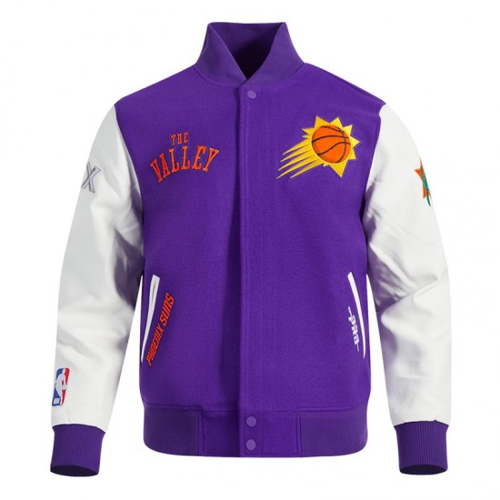 Phoenix Suns 2024/25 City Edition Chenille Purple Wool Varsity Jacket Phoenix Suns 2024/25 City Edition Chenille Purple Wool Varsity Jacket