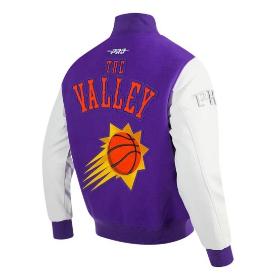 Phoenix Suns 2024/25 City Edition Chenille Purple Wool Varsity Jacket Phoenix Suns 2024/25 City Edition Chenille Purple Wool Varsity Jacket