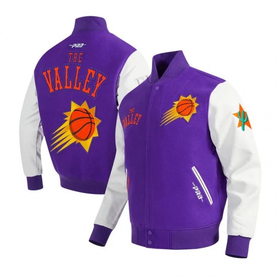 Phoenix Suns 2024/25 City Edition Chenille Purple Wool Varsity Jacket Phoenix Suns 2024/25 City Edition Chenille Purple Wool Varsity Jacket