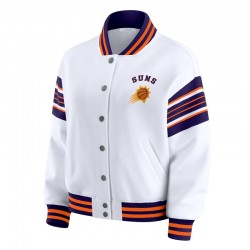 Phoenix Suns Snap Front White Fleece Jacket