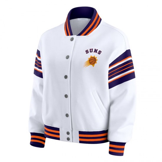 Phoenix Suns Snap Front White Fleece Jacket