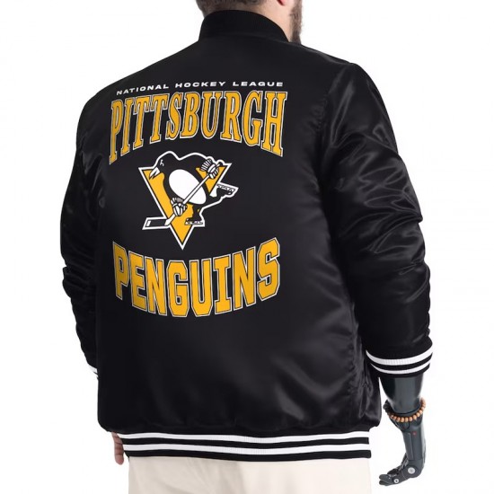 Pittsburgh Penguins Adaptive Bold Logo Varsity Satin Jacket