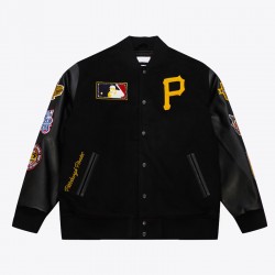 Pittsburgh Pirates Black Out Vintage Logo Varsity Jacket Pittsburgh Pirates Black Out Vintage Logo Varsity Jacket