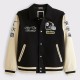 Pittsburgh Steelers Black and Eggshell Varsity Bomber Jacket Pittsburgh Steelers Black and Eggshell Varsity Bomber Jacket