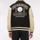 Pittsburgh Steelers Black and Eggshell Varsity Bomber Jacket Pittsburgh Steelers Black and Eggshell Varsity Bomber Jacket