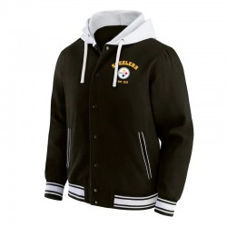 Pittsburgh Steelers Black Cotton Hooded Jacket Pittsburgh Steelers Black Cotton Hooded Jacket