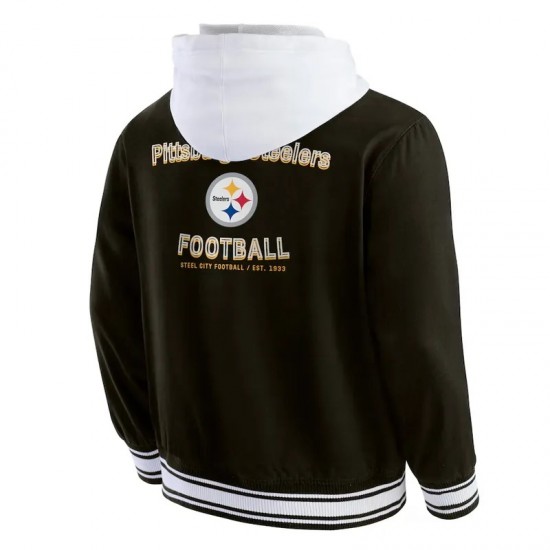 Pittsburgh Steelers Black Cotton Hooded Jacket Pittsburgh Steelers Black Cotton Hooded Jacket