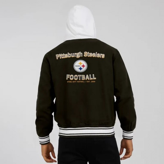 Pittsburgh Steelers Black Cotton Hooded Jacket Pittsburgh Steelers Black Cotton Hooded Jacket