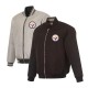Pittsburgh Steelers Black/Gray Full-Zip Reversible Flight Jacket Pittsburgh Steelers Black/Gray Full-Zip Reversible Flight Jacket