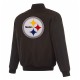 Pittsburgh Steelers Black/Gray Full-Zip Reversible Flight Jacket Pittsburgh Steelers Black/Gray Full-Zip Reversible Flight Jacket