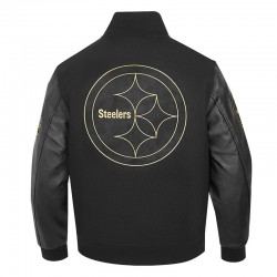 Pittsburgh Steelers Full-Zip Black Varsity Jacket Pittsburgh Steelers Full-Zip Black Varsity Jacket