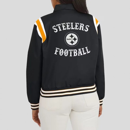 Pittsburgh Steelers Lightweight Black Varsity Satin Jacket