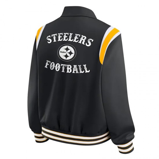Pittsburgh Steelers Lightweight Black Varsity Satin Jacket