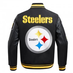 Pittsburgh Steelers Mashup Rib Varsity Wool/Leather Jacket Pittsburgh Steelers Mashup Rib Varsity Wool/Leather Jacket