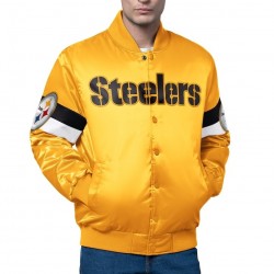 Pittsburgh Steelers Triple Option Varsity Satin Jacket