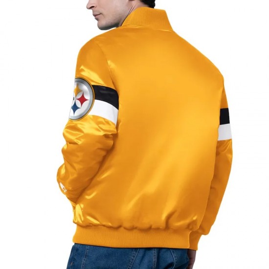 Pittsburgh Steelers Triple Option Varsity Satin Jacket