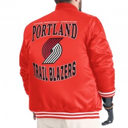 Portland Trail Blazers Adaptive Bold Logo Varsity Satin Jacket