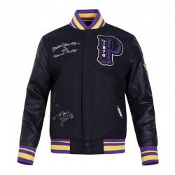 Prairie View A&M Black Varsity Wool/Leather Jacket