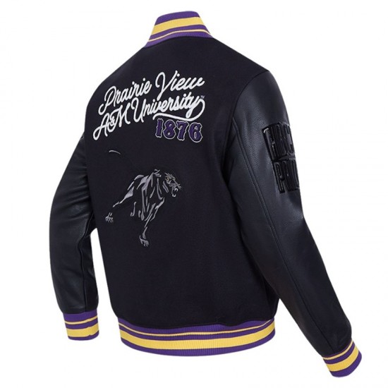 Prairie View A&M Black Varsity Wool/Leather Jacket