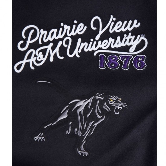 Prairie View A&M Black Varsity Wool/Leather Jacket
