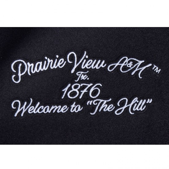 Prairie View A&M Black Varsity Wool/Leather Jacket