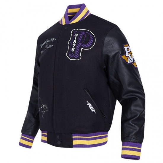 Prairie View A&M Black Varsity Wool/Leather Jacket