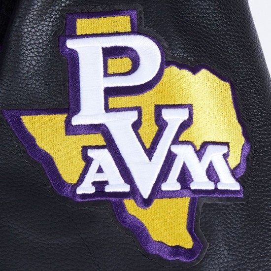 Prairie View A&M Black Varsity Wool/Leather Jacket