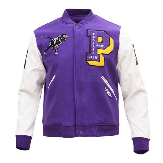 Prairie View A&M Purple and White Varsity Jacket Prairie View A&M Purple and White Varsity Jacket