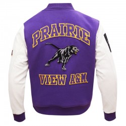 Prairie View A&M Purple and White Varsity Jacket
