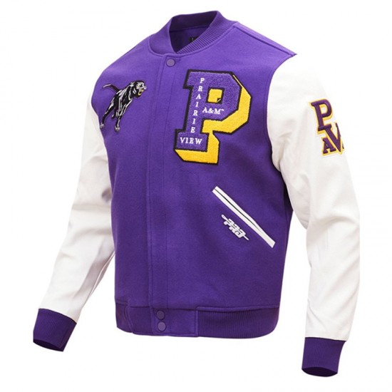 Prairie View A&M Purple and White Varsity Jacket Prairie View A&M Purple and White Varsity Jacket