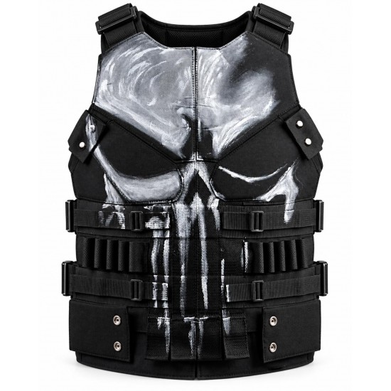 Punisher Skull Leather Tactical Vest Halloween Cosplay Costume Punisher Skull Leather Tactical Vest Halloween Cosplay Costume