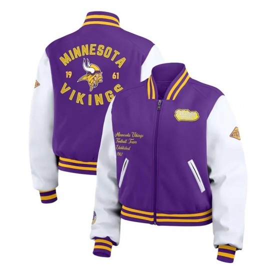 Purple/White Minnesota Vikings Varsity Full-Zip Jacket Purple/White Minnesota Vikings Varsity Full-Zip Jacket