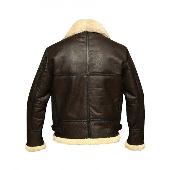 Men B3 Bomber Aviator Shearling Sheepskin Leather Winter Jacket