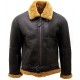 Men’s RAF Real Shearling Sheepskin Flying Leather Jacket with Ginger Fur