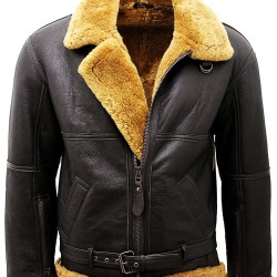 Men’s RAF Real Shearling Sheepskin Flying Leather Jacket with Ginger Fur Men’s RAF Real Shearling Sheepskin Flying Leather Jacket with Ginger Fur