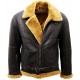 Men’s RAF Real Shearling Sheepskin Flying Leather Jacket with Ginger Fur