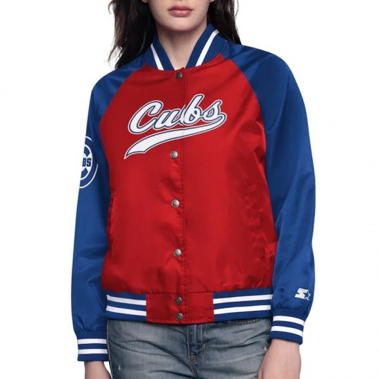 Red/Royal Chicago Cubs Home Run Varsity Satin Jacket Red/Royal Chicago Cubs Home Run Varsity Satin Jacket