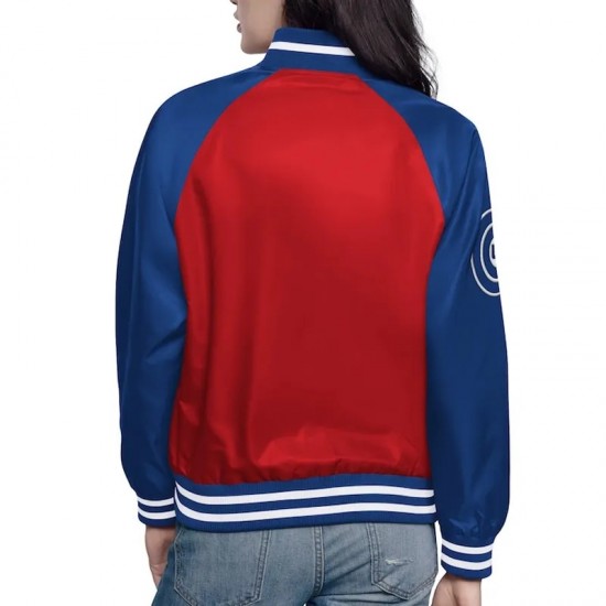 Red/Royal Chicago Cubs Home Run Varsity Satin Jacket Red/Royal Chicago Cubs Home Run Varsity Satin Jacket
