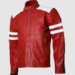 Red & White Real Leather Jacket