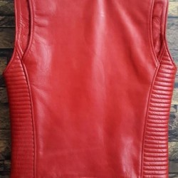 Men’s Red Cowhide Leather Biker Vest Men’s Red Cowhide Leather Biker Vest