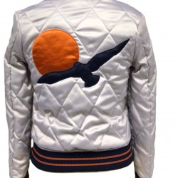 Retro 70s Silver Wings Bomber Jacket with Sun Patchwork Retro 70s Silver Wings Bomber Jacket with Sun Patchwork