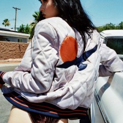 Retro 70s Silver Wings Bomber Jacket with Sun Patchwork Retro 70s Silver Wings Bomber Jacket with Sun Patchwork