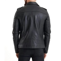 Ribbed Sleeve Real Leather Jacket Ribbed Sleeve Real Leather Jacket